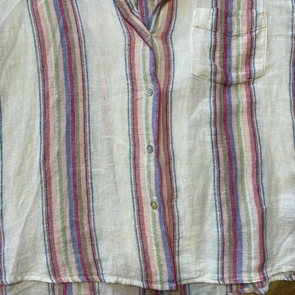 Rails Zuma Linen Blend Shirt in Havana Stripe Metallic Gold - Picture 5 of 9